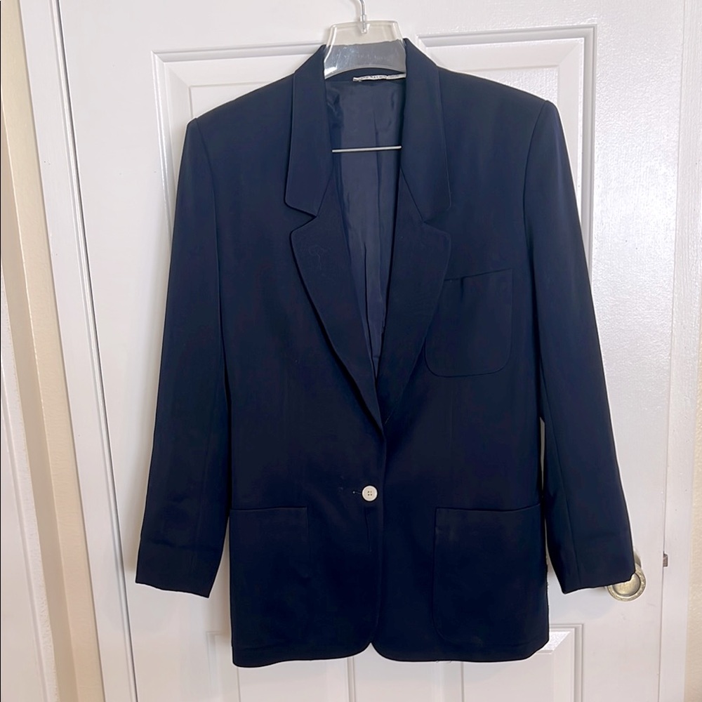 Anne Klein Blue Blazer Tailored Suit Jacket, size 8